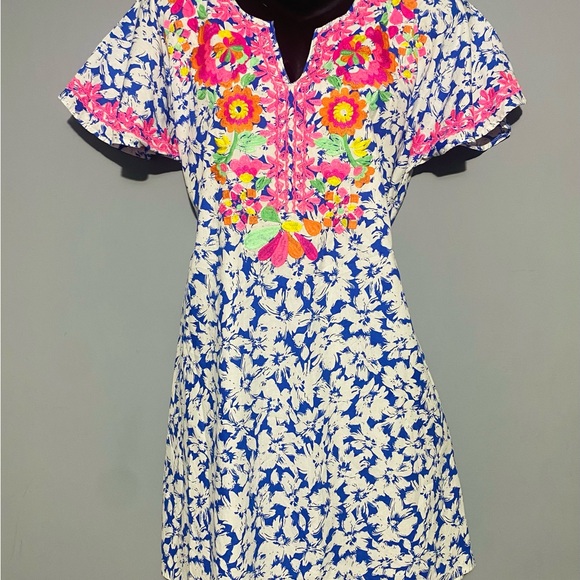 Floral Blue and Pink Dress - Picture 2 of 16